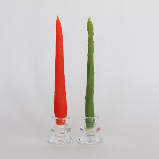 Carrot & Asparagus Beeswax Candles Taper -Set of 2