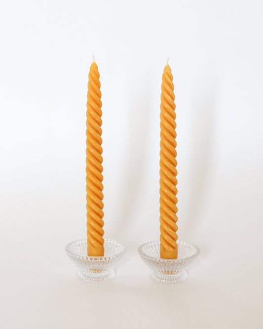 Natural Yellow Cherry Dinner Tapers - Set of 2 - Happy Organics